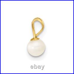 14K Yellow Gold 4-5mm White FW Pearl Pendant, 5in Bracelet & Earring Set