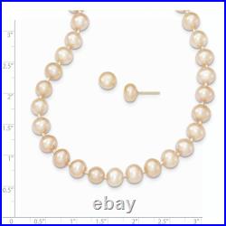 14K Yellow Gold 7 8mm Round Pink Freshwater Cultured Pearl Chain Necklace Button