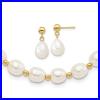 14K-Yellow-Gold-7-8mm-White-Freshwater-Cultured-Pearl-Necklace-Bead-Earrings-Set-01-ra