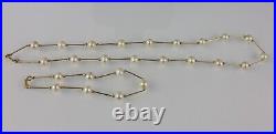 14K Yellow Gold 7mm Freshwater Pearl Station 18'' Necklace & Bracelet Set 14.5g