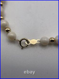 14K Yellow Gold Beads and Pearls Necklace and Bracelet Set