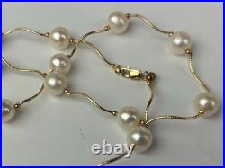14K Yellow Gold Beautiful Freshwater Pearl Necklace Set for Women