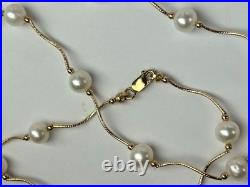 14K Yellow Gold Beautiful Freshwater Pearl Necklace Set for Women