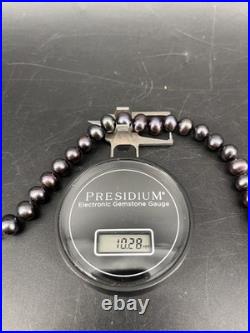 14K Yellow Gold Black Japan Pearl Necklace Stud Earrings Set with Cert