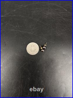 14K Yellow Gold Black Japan Pearl Necklace Stud Earrings Set with Cert