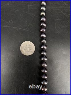 14K Yellow Gold Black Japan Pearl Necklace Stud Earrings Set with Cert