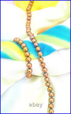 14K Yellow Gold Bronze Copper Freshwater Pearl Necklace 18 Bracelet 7.5 Set