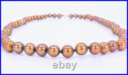 14K Yellow Gold Bronze Copper Freshwater Pearl Necklace 18 Bracelet 7.5 Set