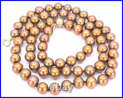 14K Yellow Gold Bronze Copper Freshwater Pearl Necklace 18 Bracelet 7.5 Set