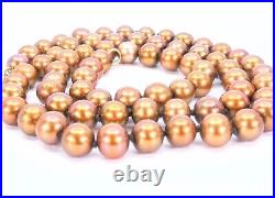 14K Yellow Gold Bronze Copper Freshwater Pearl Necklace 18 Bracelet 7.5 Set