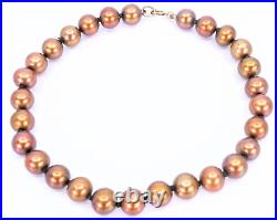 14K Yellow Gold Bronze Copper Freshwater Pearl Necklace 18 Bracelet 7.5 Set