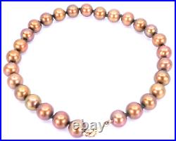 14K Yellow Gold Bronze Copper Freshwater Pearl Necklace 18 Bracelet 7.5 Set