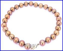 14K Yellow Gold Bronze Copper Freshwater Pearl Necklace 18 Bracelet 7.5 Set