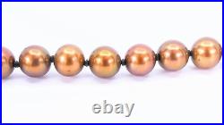 14K Yellow Gold Bronze Copper Freshwater Pearl Necklace 18 Bracelet 7.5 Set