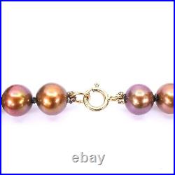 14K Yellow Gold Bronze Copper Freshwater Pearl Necklace 18 Bracelet 7.5 Set