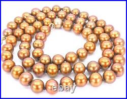 14K Yellow Gold Bronze Copper Freshwater Pearl Necklace 18 Bracelet 7.5 Set