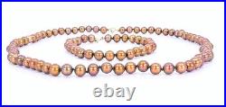 14K Yellow Gold Bronze Copper Freshwater Pearl Necklace 18 Bracelet 7.5 Set