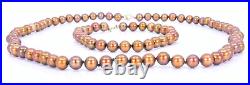 14K Yellow Gold Bronze Copper Freshwater Pearl Necklace 18 Bracelet 7.5 Set