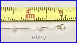 14K Yellow Gold Cultured 4mm Pearl Station Necklace Signed JCM Set Of 2 17