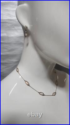 14K Yellow Gold Cultured Freshwater Pearl 15 Necklace & Earring Set Estate 14K Yellow Gold Cultured Freshwater Pearl 15 Necklace & Earring Set Estate