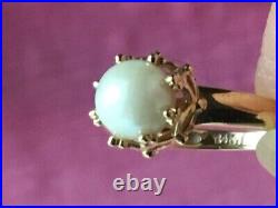 14K Yellow Gold Cultured Pearl Ring in Size 5 set in a delicate crown setting