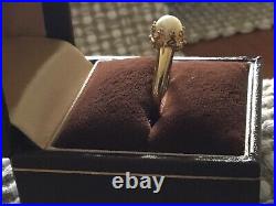 14K Yellow Gold Cultured Pearl Ring in Size 5 set in a delicate crown setting