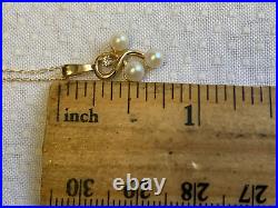 14K Yellow Gold Diamond & Pearl Earring & Necklace Set 2.75g Fine Jewelry In Box