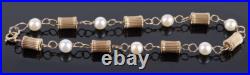 14K Yellow Gold Diamond & Pearl Earring, Pendant & Bracelet Set