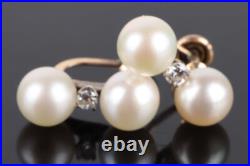 14K Yellow Gold Diamond & Pearl Earring, Pendant & Bracelet Set