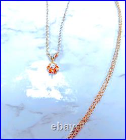 14K Yellow Gold Diamond Solitaire Pendant Necklace & Diamond Earrings Set