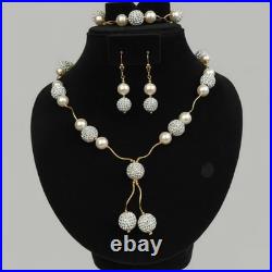 14K Yellow Gold Elegant Genuine White Pearl Necklace Set for Women 14K Yellow Gold Elegant Genuine White Pearl Necklace Set for Women