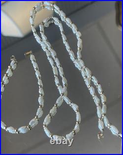 14K Yellow Gold Fresh Water Pearl Necklace 23.5 Bracelet 7 Set 9.72g Jewelry