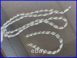 14K Yellow Gold Fresh Water Pearl Necklace 23.5 Bracelet 7 Set 9.72g Jewelry