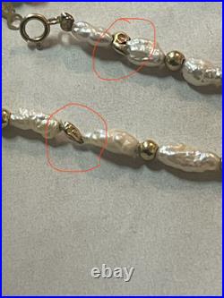 14K Yellow Gold Fresh Water Pearl Necklace 23.5 Bracelet 7 Set 9.72g Jewelry