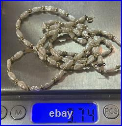 14K Yellow Gold Fresh Water Pearl Necklace 23.5 Bracelet 7 Set 9.72g Jewelry