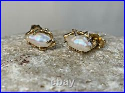 14K Yellow Gold Fresh Water Pearl Necklace Bracelet Earrings Set 9.89g Jewelry