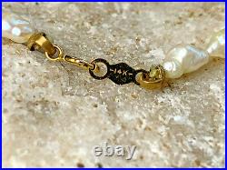 14K Yellow Gold Fresh Water Pearl Necklace Bracelet Earrings Set 9.89g Jewelry