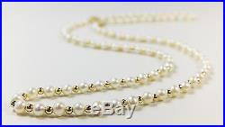 14K Yellow Gold Freshwater Pearl Beaded Necklace & Bracelet Set 15.0 grams