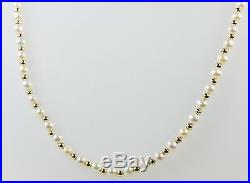 14K Yellow Gold Freshwater Pearl Beaded Necklace & Bracelet Set 15.0 grams