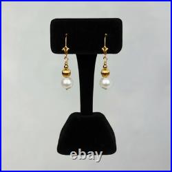 14K Yellow Gold Genuine White Pearl Jewelry Sets for Women Elegant Jewelry Gift