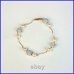 14K Yellow Gold Gorgeous Freshwater Pearl Set with Czech Crystal for Women 14K Yellow Gold Gorgeous Freshwater Pearl Set with Czech Crystal for Women