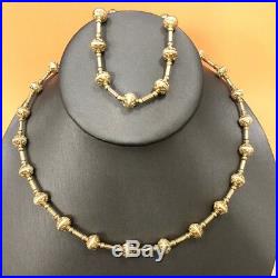 14K Yellow Gold Ladies Necklace & Bracelet Set Bead Style 37.5 Grams