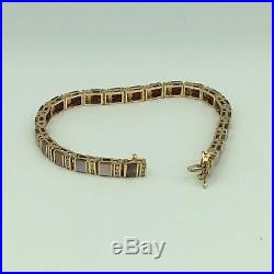 14K Yellow Gold Mother of Pearl and Diamond Channel Set 7 Inch Bracelet