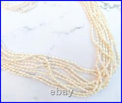 14K Yellow Gold Multi Strand Pearl 32 Long Necklace & 8 Bracelet Set Vintage