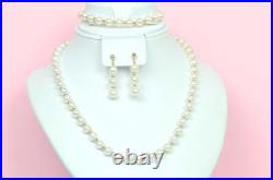 14K Yellow Gold Natural White genuine Pearl Necklace, Bracelet, Earrings Set 14K Yellow Gold Natural White genuine Pearl Necklace, Bracelet, Earrings Set