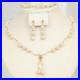 14K-Yellow-Gold-Natural-White-genuine-Pearl-Necklace-Bracelet-Earrings-Set-01-sj