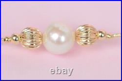 14K Yellow Gold Natural White genuine Pearl Necklace, Bracelet, Earrings Set