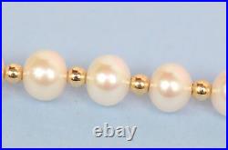 14K Yellow Gold Natural White genuine Pearl Necklace, Bracelet, Earrings Set