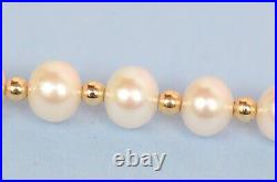 14K Yellow Gold Natural White genuine Pearl Necklace, Bracelet, Earrings Set