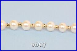 14K Yellow Gold Natural White genuine Pearl Necklace, Bracelet, Earrings Set